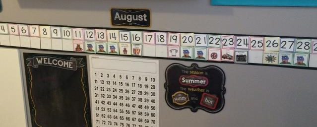 photo of linear calendar for preschool