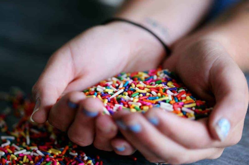 hand holding sprinkles