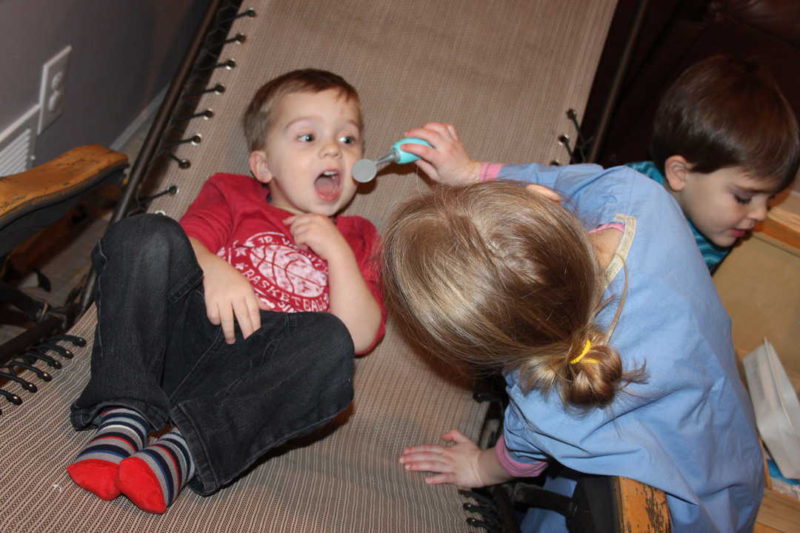 dramatic play area with dentist office set up