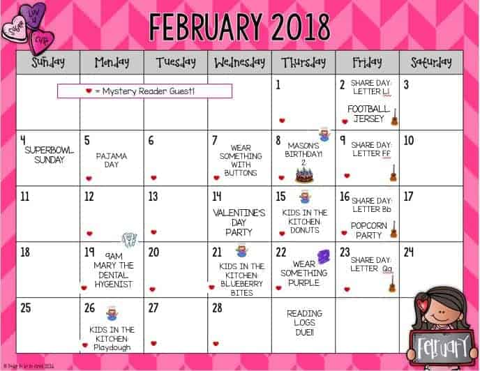 february curriculum calendar