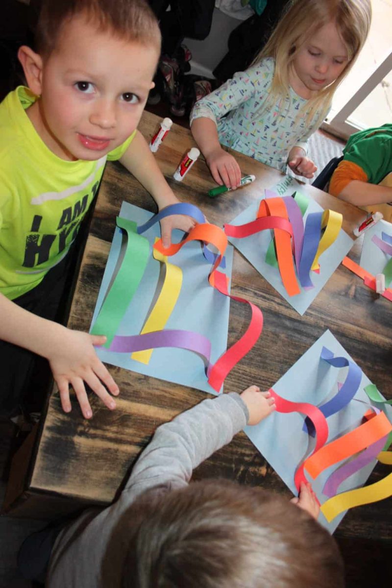 young boy and girl at art table