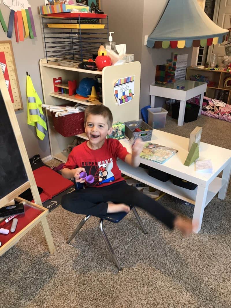 young boy excited with plastic egg