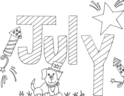 monthly calendar coloring pages july