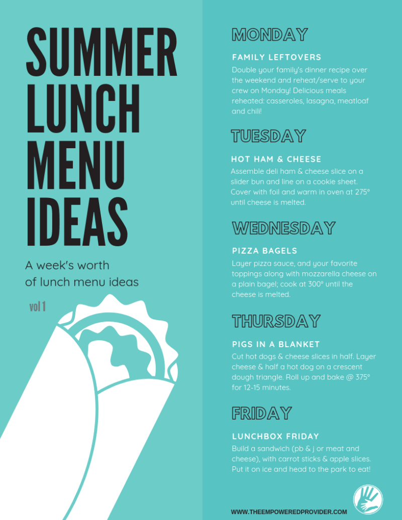 Lunch deals menu ideas