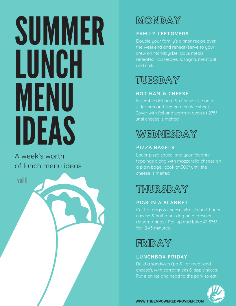 Summer Lunch Menu Ideas The Empowered Provider