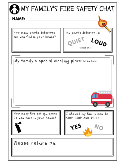 fire safety take home printable worksheet