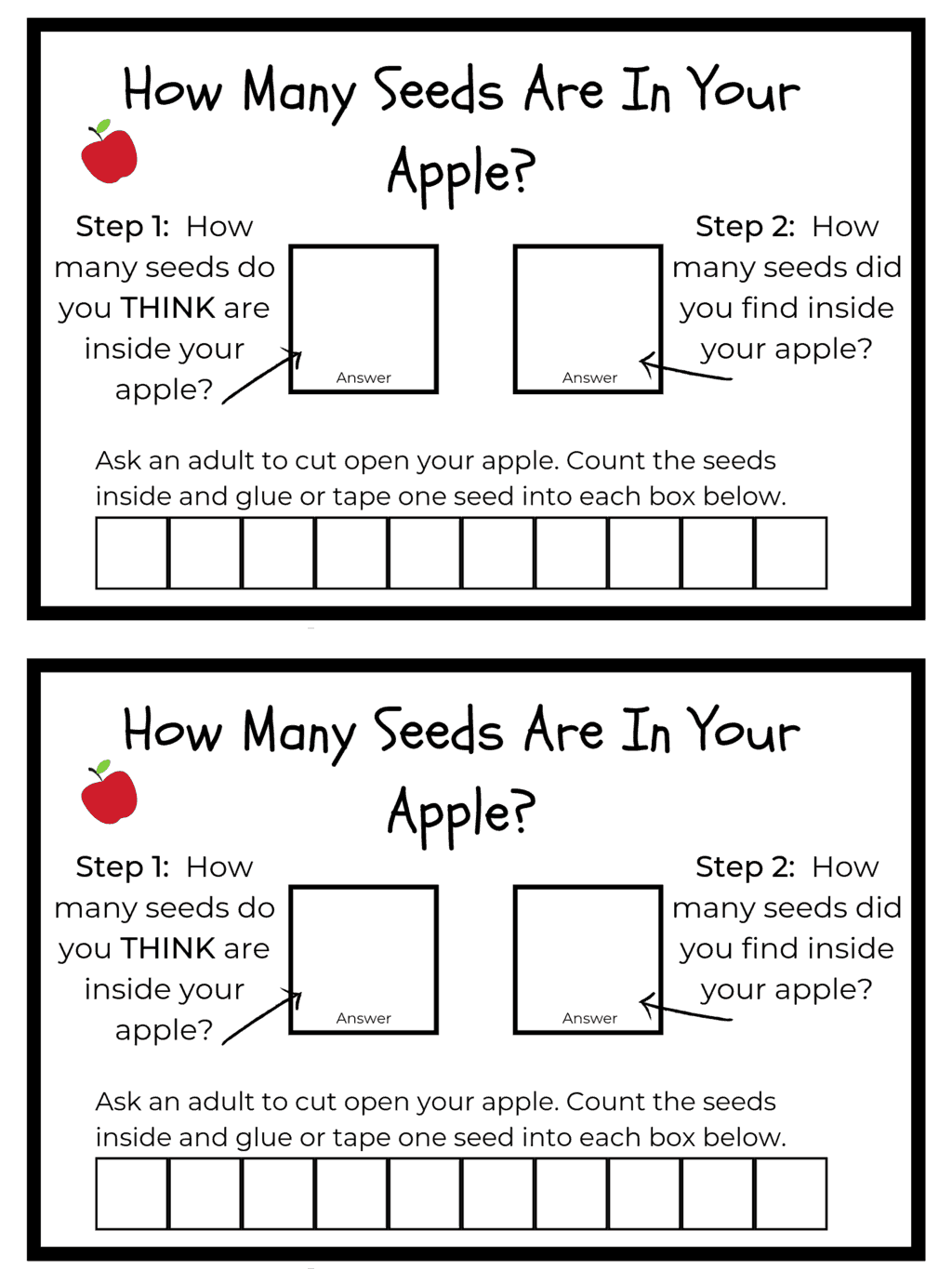 apple science math activity free printable