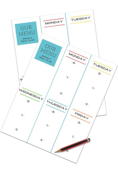 FREE DAYCARE WEEKLY MENU TEMPLATE PDF