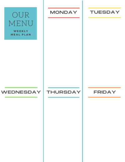 CHILD CARE WEEKLY MENU TEMPLATE PDF