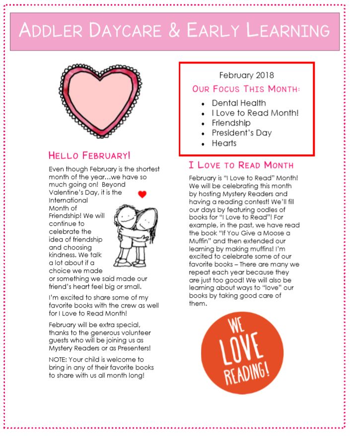 February newsletter ideas