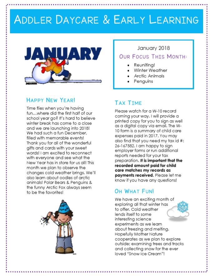 january newsletter ideas